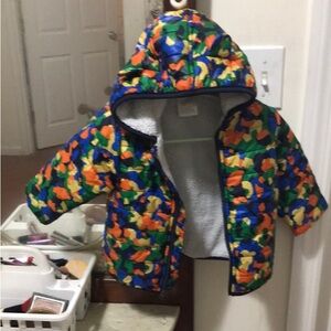 First Impressions Boys colorful Camouflage Zip-up Hooded Puffer Jacket.